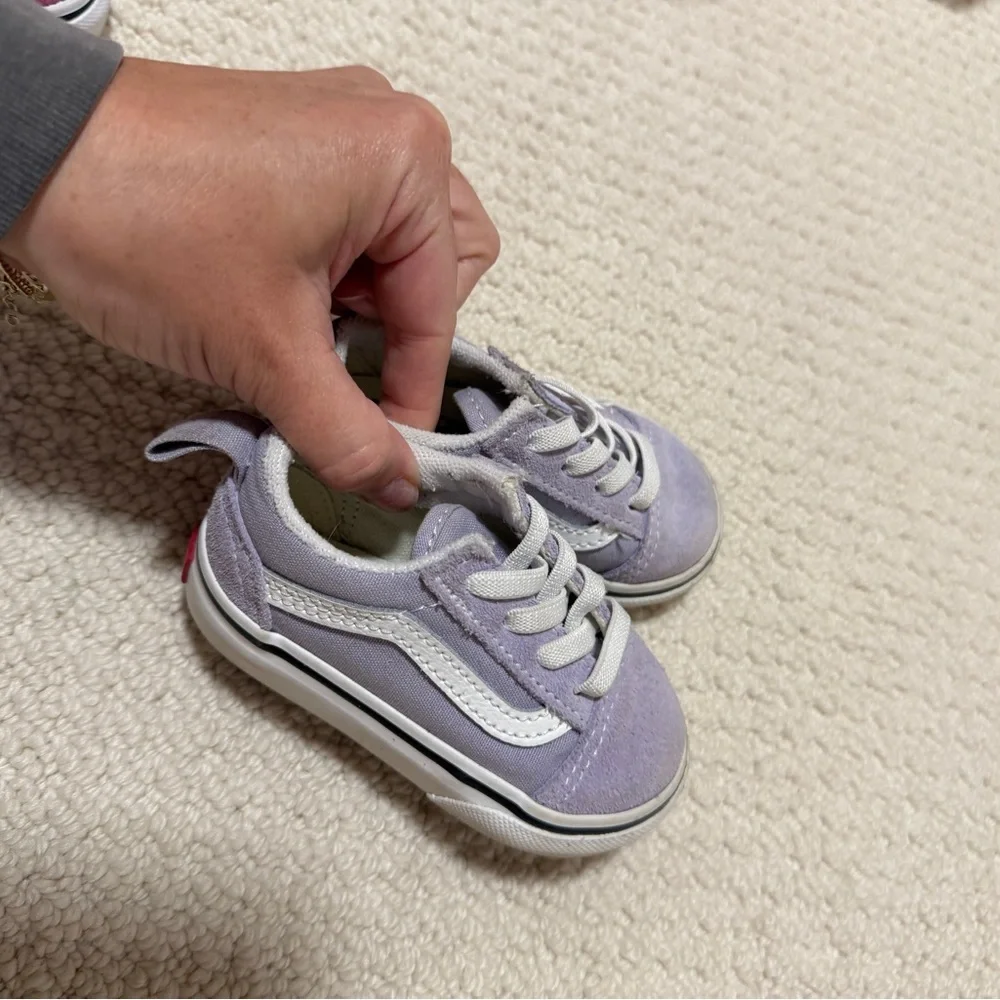 Vans Kids Lavender Canvas Sneakers with White Stripe